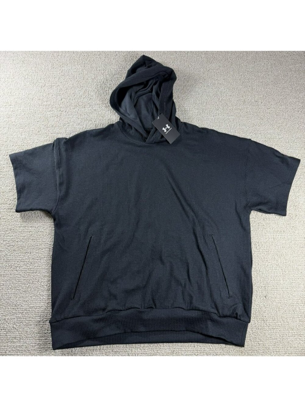 Under Armour Journey Rib Short Sleeve Muscle Hoodie Black Men’s Size Medium
